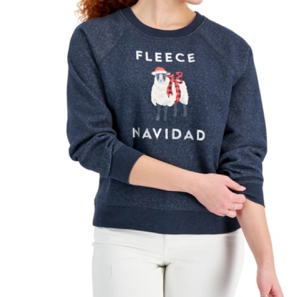 Style & Co Fleece Navidad Sweatshirt, Created for Macy's Sz L NWT - Picture 1 of 8